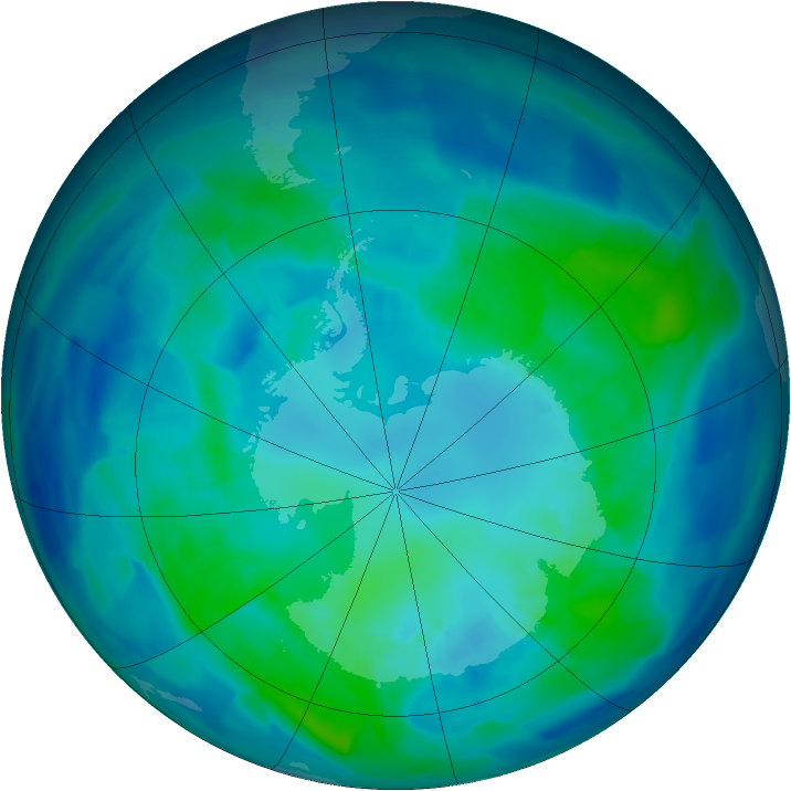 Antarctic ozone map for 14 April 2012